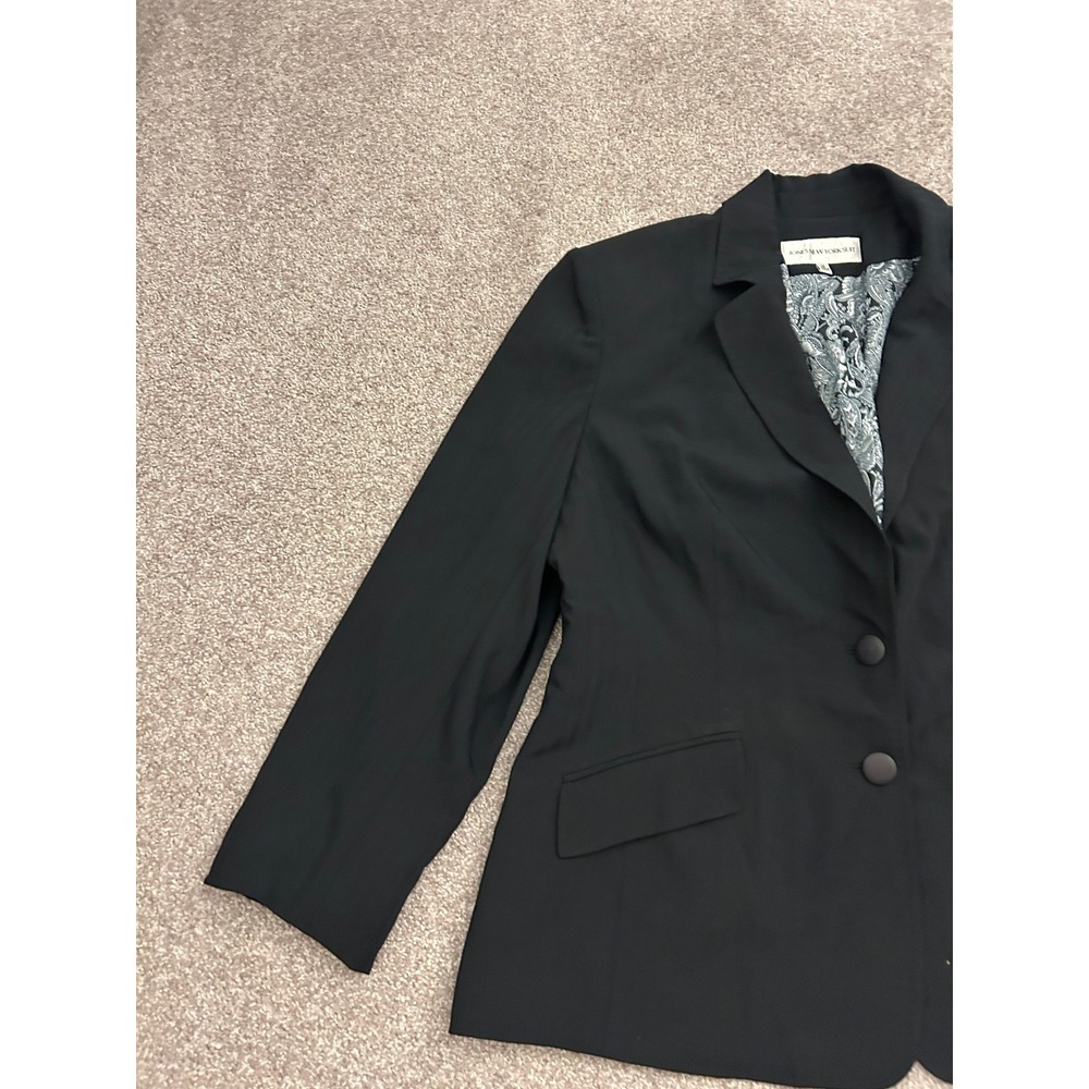 Jones New York Suit Blazer Womens 16 Black Excellent Paisley Lining Stretch - Picture 3 of 12